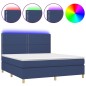 vidaXL Boxspringbett mit Matratze & LED Blau 160x200 cm Stoff vidaXL Boxspringbett mit Matratze & LED Blau 160x200 cm Stoff