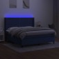 vidaXL Boxspringbett mit Matratze & LED Blau 160x200 cm Stoff vidaXL Boxspringbett mit Matratze & LED Blau 160x200 cm Stoff