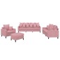 vidaXL 4-tlg. Sofagarnitur mit Kissen Rosa Samt vidaXL 4-tlg. Sofagarnitur mit Kissen Rosa Samt