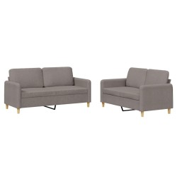 vidaXL 2-tlg. Sofagarnitur mit Kissen Taupe Stoff