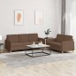 vidaXL 2-tlg. Sofagarnitur mit Kissen Braun Stoff vidaXL 2-tlg. Sofagarnitur mit Kissen Braun Stoff