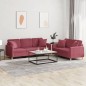 vidaXL 2-tlg. Sofagarnitur mit Kissen Weinrot Stoff vidaXL 2-tlg. Sofagarnitur mit Kissen Weinrot Stoff