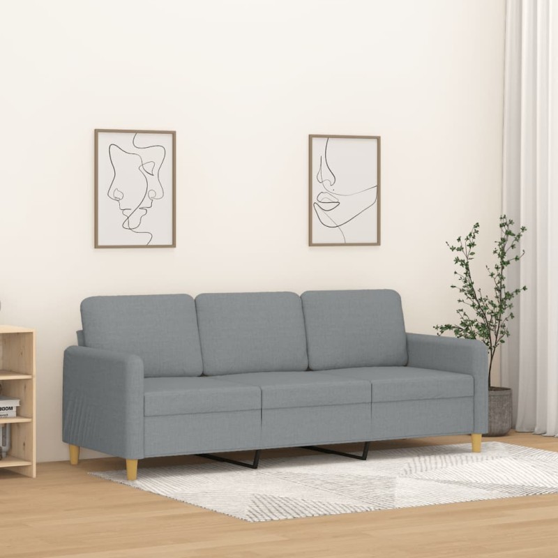 vidaXL 3-Sitzer-Sofa Hellgrau 180 cm Stoff vidaXL 3-Sitzer-Sofa Hellgrau 180 cm Stoff
