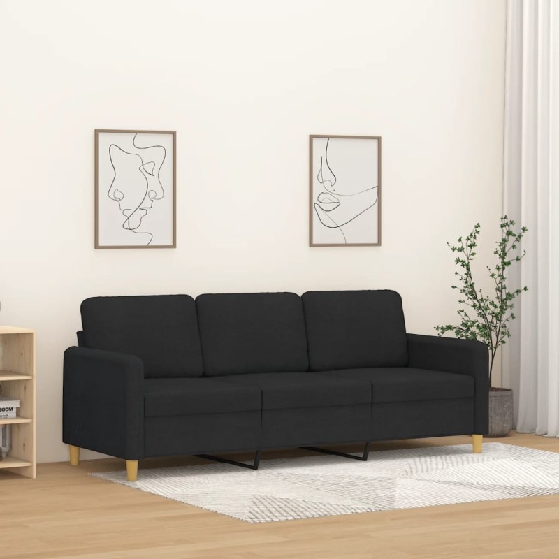 vidaXL 3-Sitzer-Sofa Schwarz 180 cm Stoff vidaXL 3-Sitzer-Sofa Schwarz 180 cm Stoff