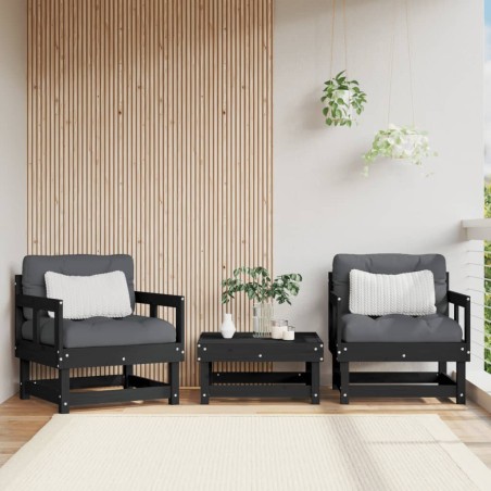 vidaXL Gartenstühle 2 Stk. Schwarz Massivholz Kiefer