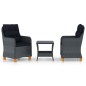 3-tlg. Garten-Lounge-Set mit Auflagen Poly Rattan Dunkelgrau 3-tlg. Garten-Lounge-Set mit Auflagen Poly Rattan Dunkelgrau