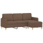 vidaXL 3-Sitzer-Sofa mit Hocker Braun 180 cm Stoff vidaXL 3-Sitzer-Sofa mit Hocker Braun 180 cm Stoff
