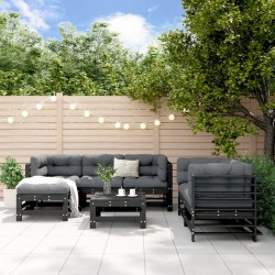 vidaXL 7-tlg. Garten-Lounge-Set Schwarz Massivholz Kiefer