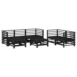 vidaXL 7-tlg. Garten-Lounge-Set Schwarz Massivholz Kiefer