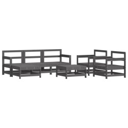 vidaXL 7-tlg. Garten-Lounge-Set Grau Massivholz Kiefer