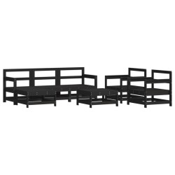 vidaXL 7-tlg. Garten-Lounge-Set Schwarz Massivholz Kiefer