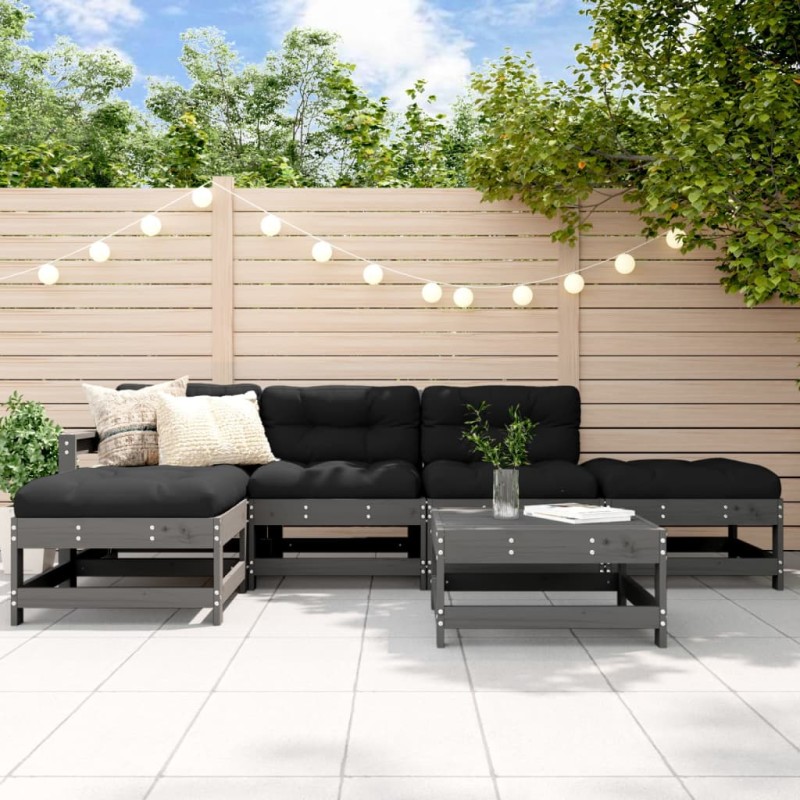 vidaXL 6-tlg. Garten-Lounge-Set Grau Massivholz Kiefer vidaXL 6-tlg. Garten-Lounge-Set Grau Massivholz Kiefer