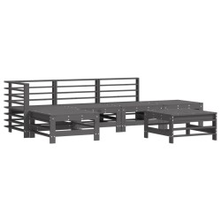 vidaXL 6-tlg. Garten-Lounge-Set Grau Massivholz Kiefer