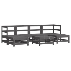 vidaXL 7-tlg. Garten-Lounge-Set Grau Massivholz Kiefer