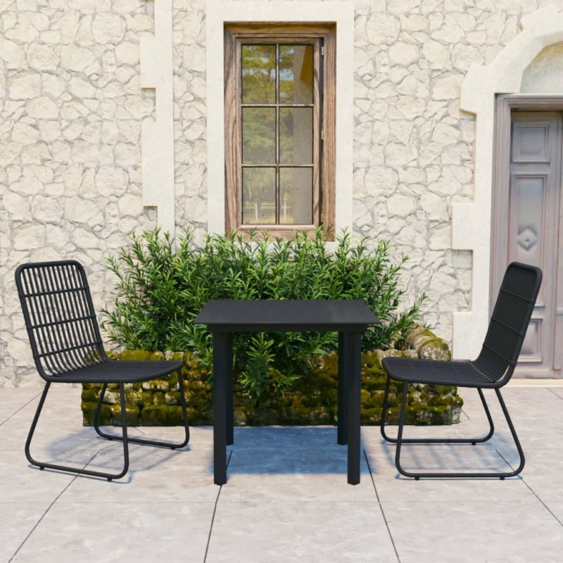 3-tlg. Garten-Essgruppe Poly Rattan und Glas 3-tlg. Garten-Essgruppe Poly Rattan und Glas