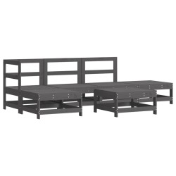 vidaXL 6-tlg. Garten-Lounge-Set Grau Massivholz Kiefer
