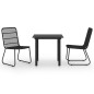 3-tlg. Garten-Essgruppe Poly Rattan und Glas 3-tlg. Garten-Essgruppe Poly Rattan und Glas
