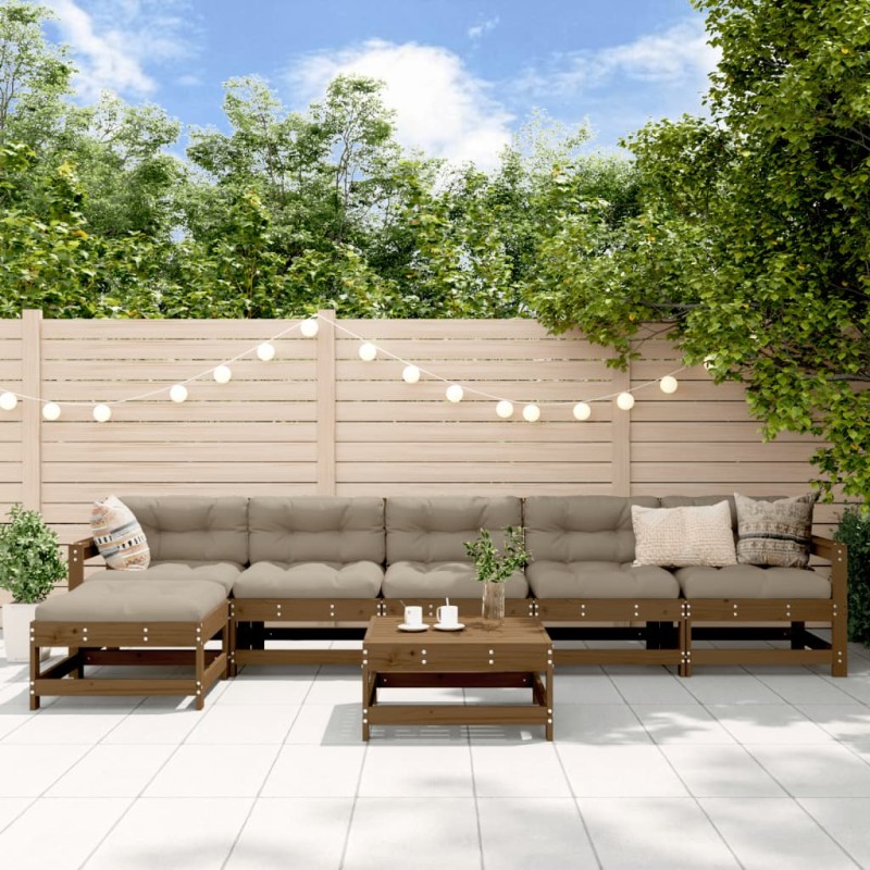 vidaXL 7-tlg. Garten-Lounge-Set Honigbraun Massivholz Kiefer vidaXL 7-tlg. Garten-Lounge-Set Honigbraun Massivholz Kiefer