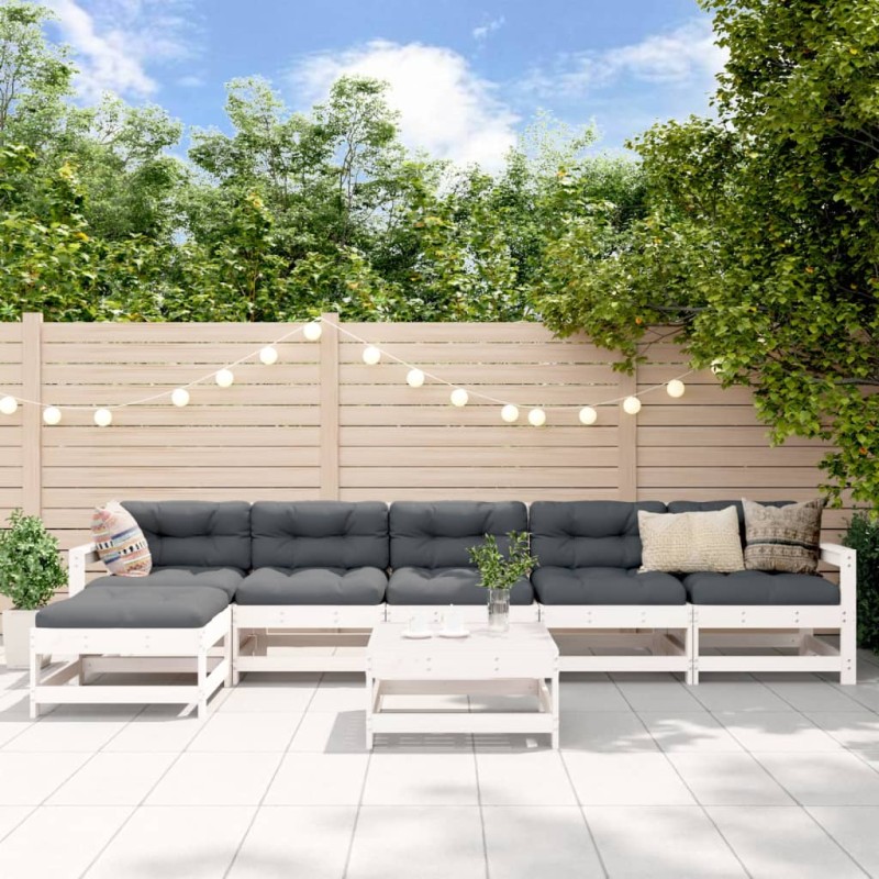vidaXL 7-tlg. Garten-Lounge-Set Weiß Massivholz Kiefer vidaXL 7-tlg. Garten-Lounge-Set Weiß Massivholz Kiefer