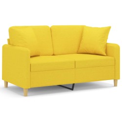 vidaXL 2-Sitzer-Sofa mit Zierkissen Hellgelb 120 cm Stoff