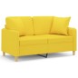 vidaXL 2-Sitzer-Sofa mit Zierkissen Hellgelb 120 cm Stoff vidaXL 2-Sitzer-Sofa mit Zierkissen Hellgelb 120 cm Stoff