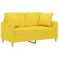 vidaXL 2-Sitzer-Sofa mit Zierkissen Hellgelb 120 cm Stoff vidaXL 2-Sitzer-Sofa mit Zierkissen Hellgelb 120 cm Stoff
