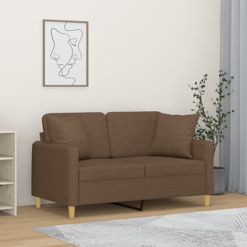 vidaXL 2-Sitzer-Sofa mit Zierkissen Braun 120 cm Stoff vidaXL 2-Sitzer-Sofa mit Zierkissen Braun 120 cm Stoff