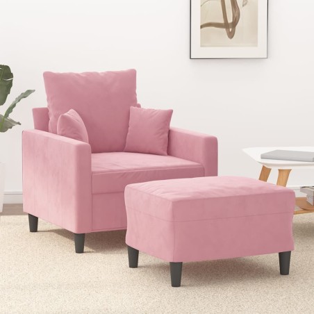 vidaXL Sessel mit Hocker Rosa 60 cm Samt