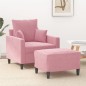vidaXL Sessel mit Hocker Rosa 60 cm Samt vidaXL Sessel mit Hocker Rosa 60 cm Samt
