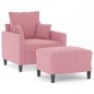 vidaXL Sessel mit Hocker Rosa 60 cm Samt vidaXL Sessel mit Hocker Rosa 60 cm Samt