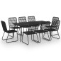 9-tlg. Garten-Essgruppe Poly Rattan und Glas