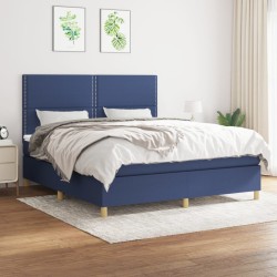 vidaXL Boxspringbett mit Matratze Blau 160x200 cm Stoff
