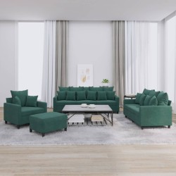 vidaXL 4-tlg. Sofagarnitur mit Kissen Dunkelgrün Samt