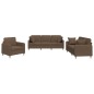 vidaXL 3-tlg. Sofagarnitur mit Kissen Braun Stoff vidaXL 3-tlg. Sofagarnitur mit Kissen Braun Stoff