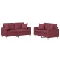 vidaXL 2-tlg. Sofagarnitur mit Kissen Weinrot Stoff vidaXL 2-tlg. Sofagarnitur mit Kissen Weinrot Stoff
