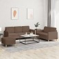 vidaXL 3-tlg. Sofagarnitur mit Kissen Braun Stoff vidaXL 3-tlg. Sofagarnitur mit Kissen Braun Stoff