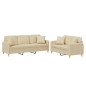 vidaXL 2-tlg. Sofagarnitur mit Kissen Creme Stoff vidaXL 2-tlg. Sofagarnitur mit Kissen Creme Stoff