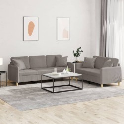 vidaXL 2-tlg. Sofagarnitur mit Kissen Taupe Stoff