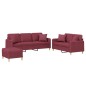 vidaXL 3-tlg. Sofagarnitur mit Kissen Weinrot Stoff vidaXL 3-tlg. Sofagarnitur mit Kissen Weinrot Stoff