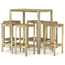 vidaXL 7-tlg. Gartenbar-Set Kiefernholz Imprägniert