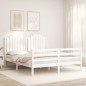 vidaXL Massivholzbett mit Kopfteil Weiß 160x200 cm vidaXL Massivholzbett mit Kopfteil Weiß 160x200 cm