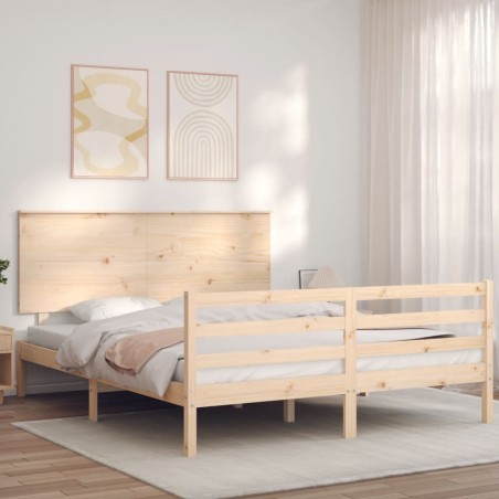 vidaXL Massivholzbett mit Kopfteil 160x200 cm