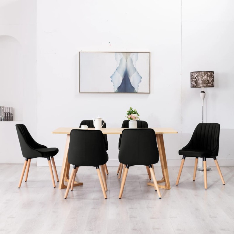 Esszimmerstühle 6 Stk. Schwarz Samt Esszimmerstühle 6 Stk. Schwarz Samt