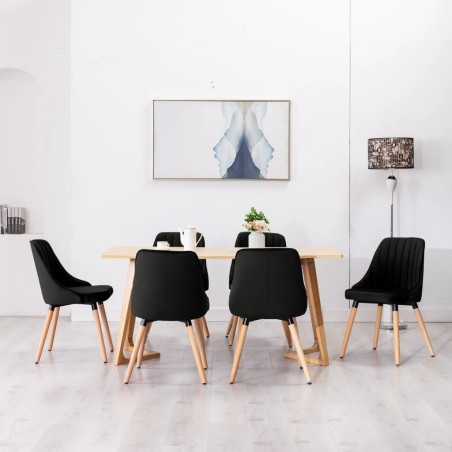 Esszimmerstühle 6 Stk. Schwarz Samt