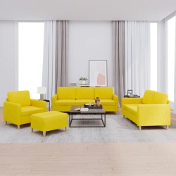 vidaXL 4-tlg. Sofagarnitur mit Kissen Hellgelb Stoff