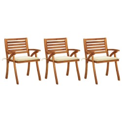 Garten-Essstühle mit Kissen 3 Stk. Massivholz Akazie