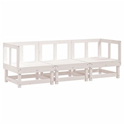 vidaXL 3-tlg. Garten-Lounge-Set Weiß Massivholz Kiefer
