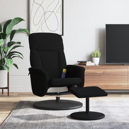 vidaXL Massagesessel mit Fußhocker Schwarz Samt