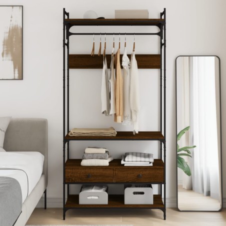 vidaXL Kleiderständer mit Schubladen Braun Eichen-Optik 89x39x184,5 cm