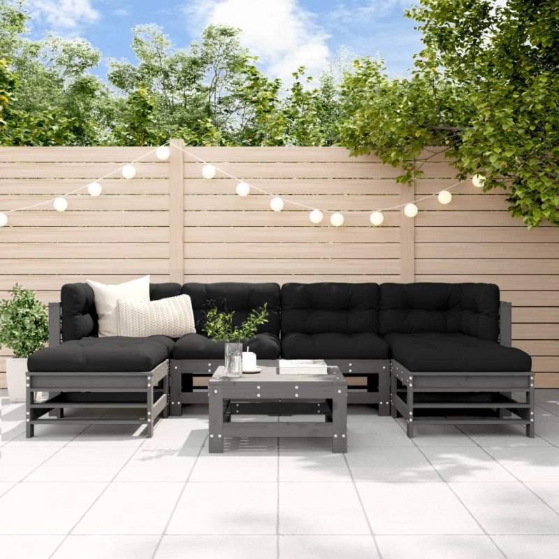 vidaXL 7-tlg. Garten-Lounge-Set Grau Massivholz Kiefer vidaXL 7-tlg. Garten-Lounge-Set Grau Massivholz Kiefer